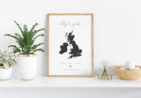 Personalised Home Print on UK map