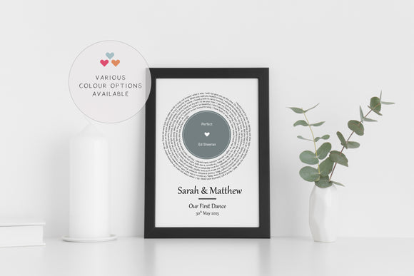 Song Lyric Print Record – Wedding Anniversary Photo Gift Print