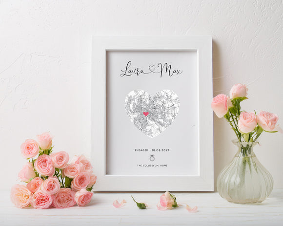 Personalised Engagement Gift Map Print