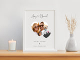 Personalised Engagement Wedding Photo Map Gift Print