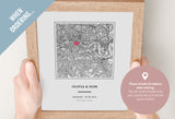 Personalised Engagement Gift Square Map Print