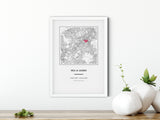 Personalised Engagement Gift Square Map Print