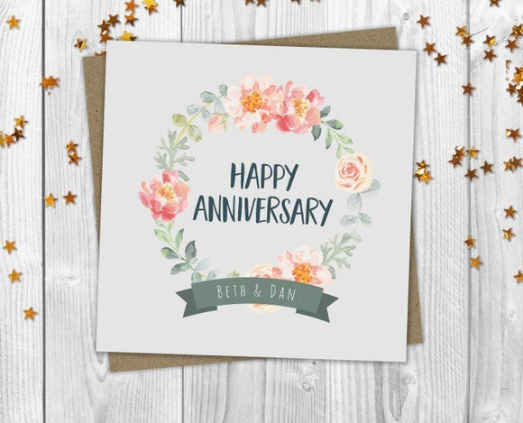 Personalised Floral Anniversary Card