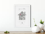 Personalised Home Print, First House, Housewarming Print