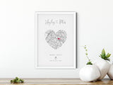 Personalised Engagement Gift Map Print